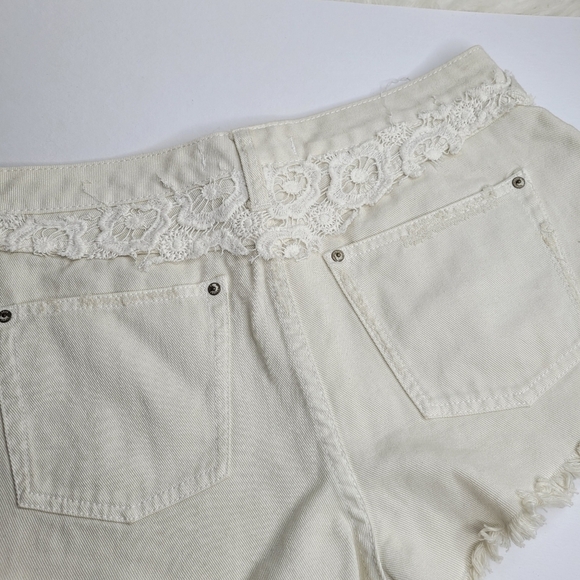 Free People White Lace and Jewled Denim Shorts - Picture 5 of 10